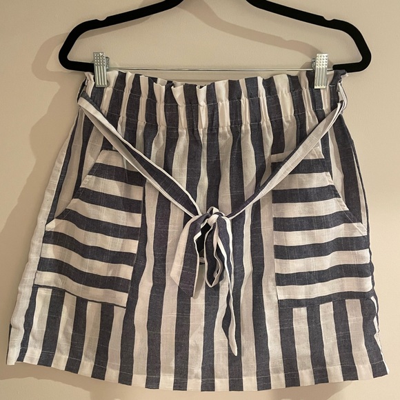 Striped Summer Mini with Waist Tie (Nautical, summer, Linen) - Picture 2 of 4